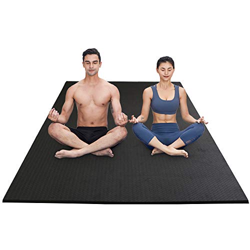 RYTMAT Sportmatte Rutschfest Groß 200x130cm 15mm Dicke TPE Fitnessmatte XXL Yogamatte Rutschfest Yoga Pilates Gymnastik Workout Fitness Matte - Schwarz