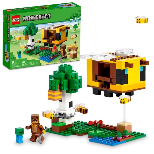 LEGO Minecraft The Bee Cottage 21241, Construction Toy with Buildable House, Farm, Baby Zombie and Animal Figures, Birthday Gift Idea for Boys and Girls