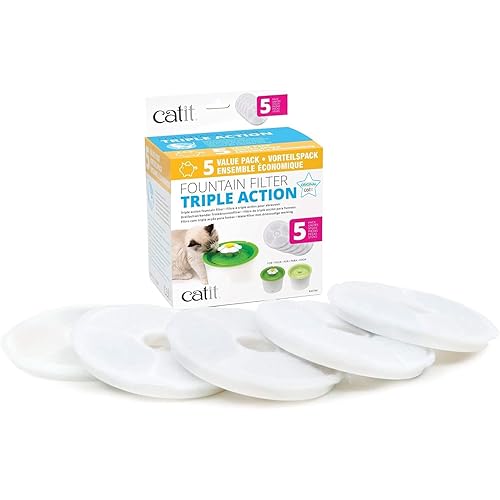 Catit Senses 2.0 Cat Water Fountain Filters, Cat Water Fountain, 5 Pack