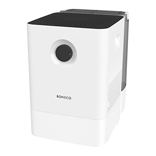 BONECO 2 in 1 Large Room Whisper Quiet Humidifier and Air Purifier with Automatic Shut Off Function and Fragrance Essential Oil Container, White - W300
