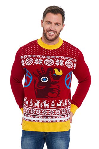Christmas Jumpers Unisex Mens Womens Ladies Xmas Novelty Knitted Sweater Marvel Iron Man - L - Iron Man