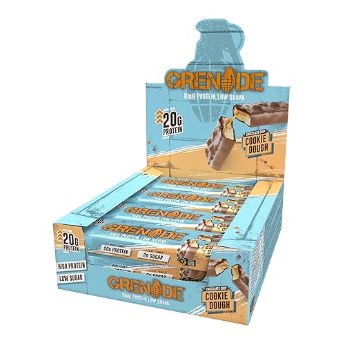 Grenade High Protein, Low Sugar Bar - Chocolate Chip Cookie Dough, 12 x 60 g - Chocolate Chip Cookie Dough