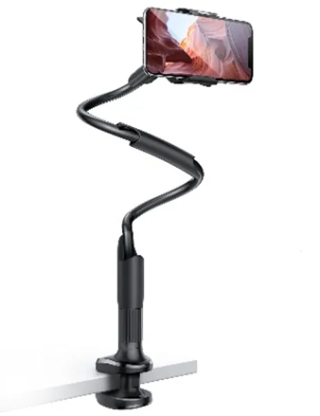 Cell Phone Holder for Bed, Lamicall Flexible Holder - Gooseneck 360 Long Arm Clamp Bracket Mount Stand for iPhone 13, 13 Pro, 12 Pro Max Mini, 11 Pro Xs XR X 8 7 6, Samsung S10 S9, Smartphones - Black