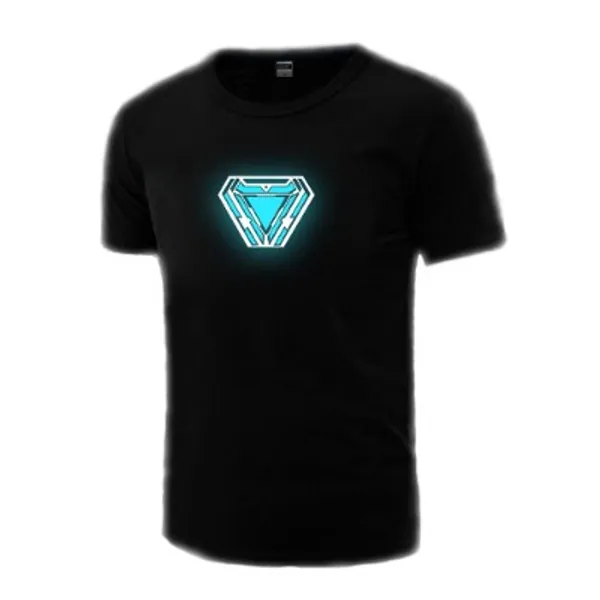 HOOLAZA Arc Reactor Symbol Super Heroes Short Sleeve Black T Shirt Fitness Gym Training Tops