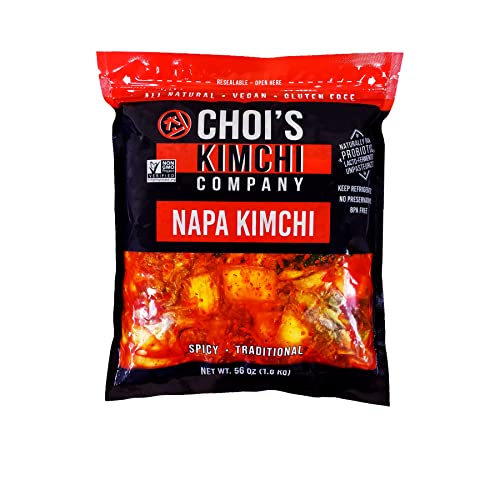 Half Gallon (3.5 lbs.) Spicy Napa Cabbage Kimchi [Vegan, Gluten Free, Non-GMO, Probiotic] by Choi's Kimchi Co. Made in USA. - 3.5 Pound (Pack of 1)