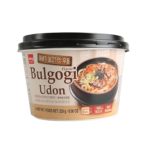 Wang Korean BBQ Bulgogi Flavored Udon Noodle Bowl, Rich and Sweet, 8.08 Ounce, 6 Cups of Noodles - 6