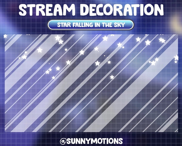 Animated Stream Decoration Star Falling / Cute Lover Cozy Theme / Cottagecore / Kawaii Twitch Overlay / Magical Starry Night /Lofi Aesthetic