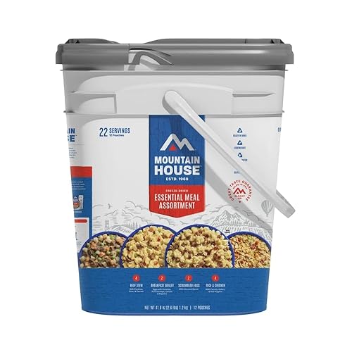 Mountain House Essential Bucket | Freeze Dried Backpacking & Camping Food | 22 Servings | Gluten-Free | 30-Year Shelf Life