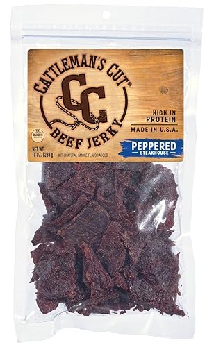 Cattleman's Cut Peppered Steakhouse Beef Jerky, 10 Ounce - Peppered Beef - 10 Ounce (Pack of 1)