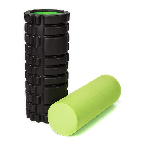 2-in-1 Foam Roller for Deep Tissue Massage with Carrying Bag - Black