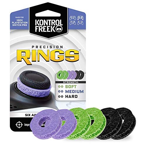 KontrolFreek Precision Rings | Aim Assist Motion Control for Playstation 4 (PS4), PS5, Xbox One, XBX, Switch Pro & Scuf Controller (Black/Purple/Green) - Black/Purple/Green
