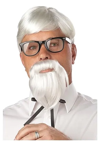California Costumes White Colonel Wig and Moustache - One Size - White