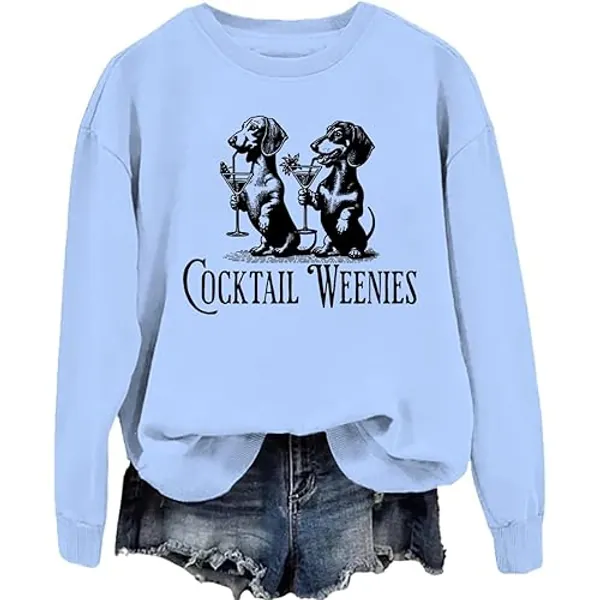 3 D G Cocktail Weenies Dachshund Sweatshirt, Cocktail Weenies Dachshund Long Sleeve Shirt For Women Men