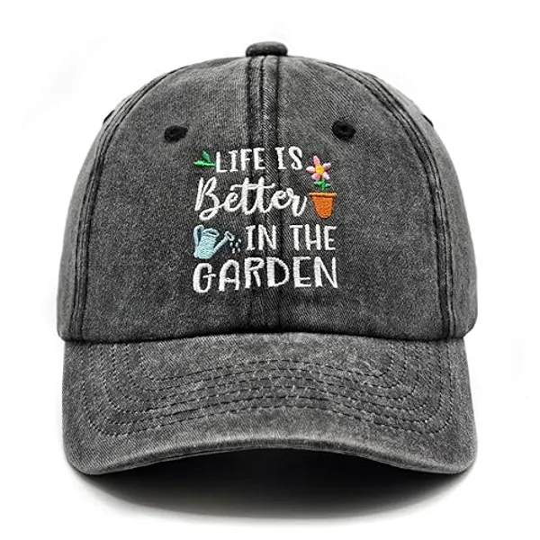 Gardening Gifts for Women, Gardening Hat, Adjustable Washed Cotton Embroidered Baseball Cap