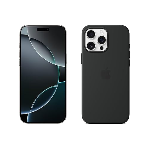 Apple iPhone 16 Pro Max (512 Go) - Titane Blanc + Coque Transparente avec MagSafe - Noir
