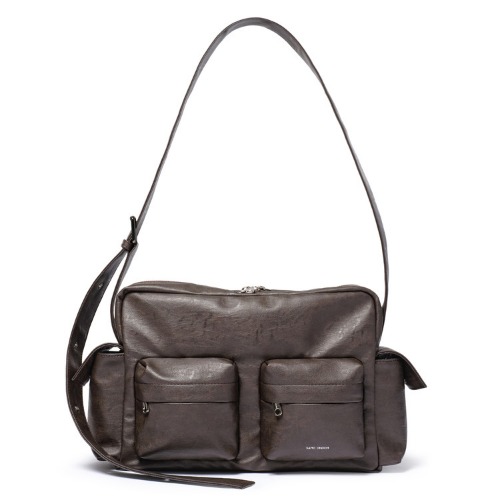 cross utility bag M brushed chocolate : SAMO ONDOH