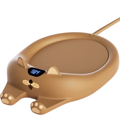 PUSEE Mug Warmer,Coffee Warmer for Desk Coffee Cup Warmer Auto Shut Off,Smart Candle Warmer with 3 Temp Settings,Electric Beverage Warmer Plate for Coffee,Cocoa,Tea,Water and Milk (Not Include Cup) - Brown