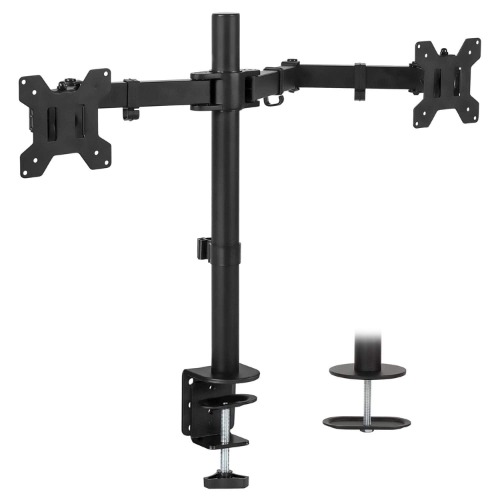Full Motion Dual Monitor Desk Mount, Fits 32" Monitors | Black