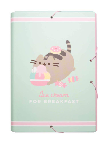 Grupo Erik Pusheen Foodie Collection A4 File Folder - 13.4 x 10 inches / 34 x 25.5 cm - 3 Flap Folder - Document Organizer - School Folder - Document Folder - Pusheen Gifts - Pusheen Cat