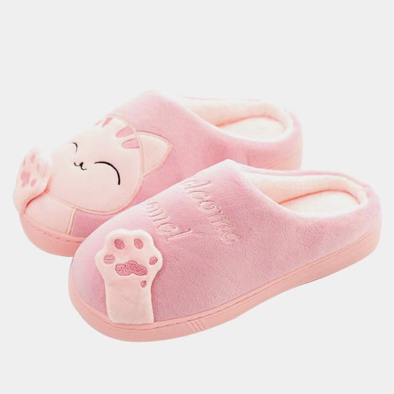 Cat Letters Antlers Plush Slippers