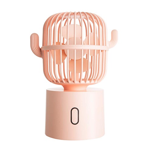BEISHIDA Small Desktop USB Table Desk Fan Personal Fan, Cactus Mini Handheld 80 Degree Auto Rotation Portable Fans, 3 Speeds Strong Wind, Quiet Operation Fan for Girls Baby Room Home Office - Pink