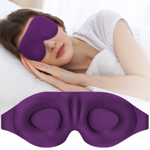 3D Sleep Mask, Sleeping Eye Mask for Women Men, Contoured Cup Night Blindfold, Luxury Light Blocking Eye Cover, Molded Eye Shade with Adjustable Strap for Travel, Nap, Meditation, Purple - Purple