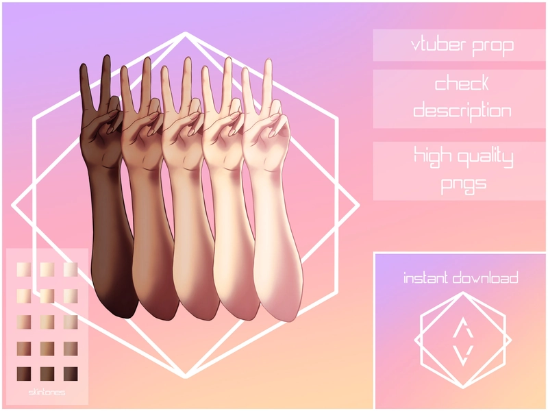 Peace - Hands | Vtuber | Twitch | Youtube | Prop | Asset | Hands | 2d