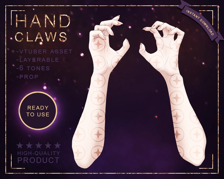 Vtuber Claw Hands - Claws | Prop | Overlay | Action | Anime | Character | Hand | Arm | Gesture | Point | Layerable | Cat