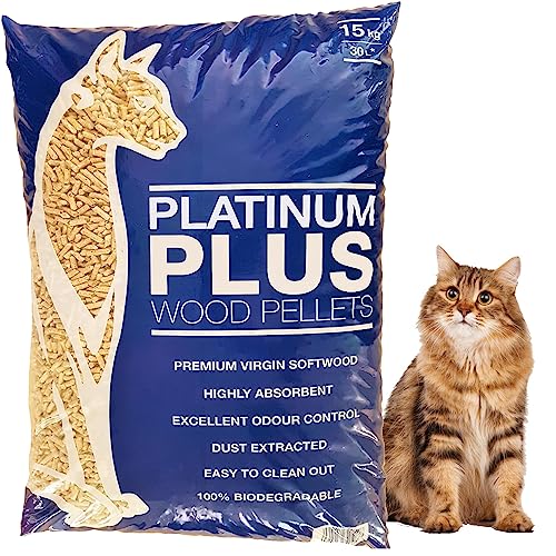 Platinum Plus Cat Litter - Wood Pellet Cat Litter for Kittens & Small Animals - Premium Biodegradeable Softwood for House Training 1x 30L Bag - 30L (Pack of 1)