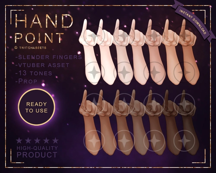 Vtuber Hands - Pointing | Prop | Overlay | Action | Anime | Character | Hand | Arm | Gesture | Point | Layerable
