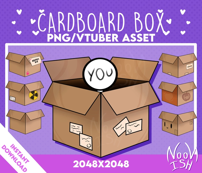 Vtuber PNG Tuber Asset CARDBOARD BOX - multiple variations | Veadotube | Discord | Twitch Channel Points