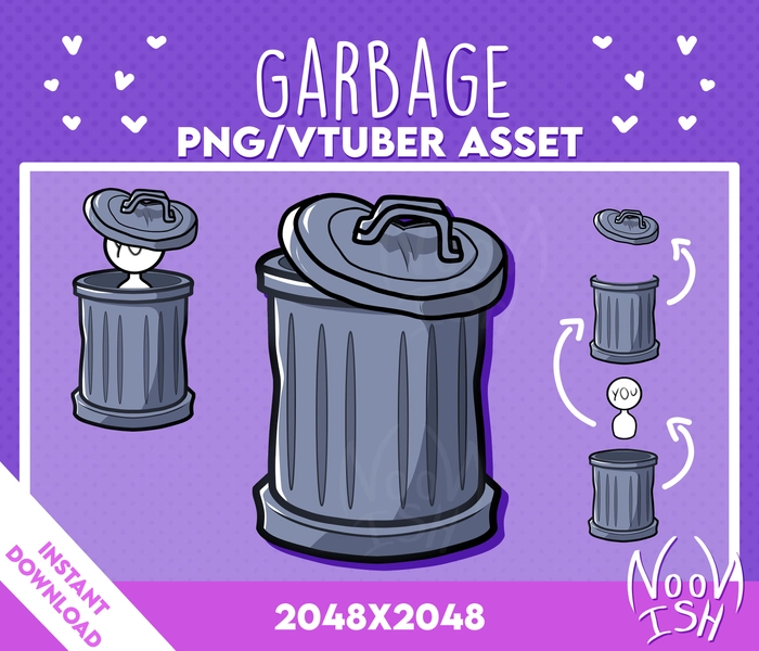 Vtuber PNG Tuber Asset GARBAGE BIN | Veadotube | Discord | Twitch Channel Points