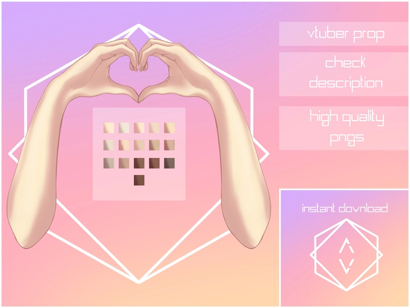 Much Love  - Hands | Vtuber | Twitch | Youtube | Kawaii | Cute | Prop | Heart | Asset | 2d