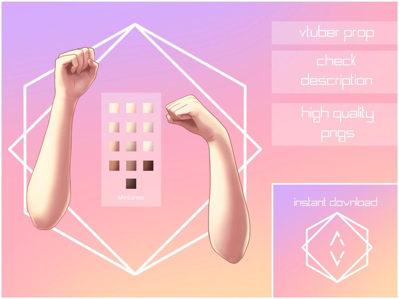 Mew Mew :3 - Hands | Vtuber | Twitch | Youtube | Kawaii | Cute | Prop | Asset | Cat | Kitty | Hands | 2d