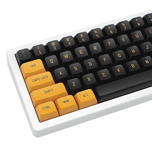 GEKUCAP Black and Gold Key Caps 150 Keys Dye Sublimation PBT Keycaps CSA Profile Custom Keycaps Set for Cherry MX Switch Mechanical Keyboards（Black/Gold） - Black/Gold（CSA）