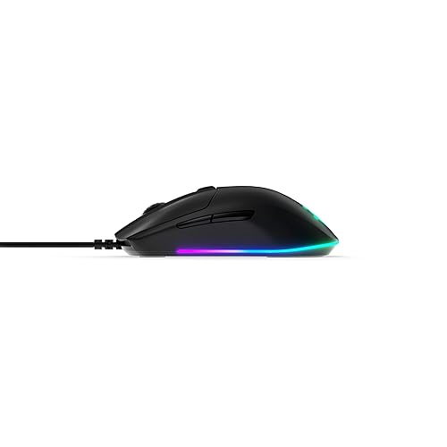 SteelSeries Rival 3 Gaming Mouse - 8,500 CPI TrueMove Core Optical Sensor - 6 Programmable Buttons - Split Trigger Buttons - Brilliant Prism RGB Lighting, Ergonomic, Black - Wired - Rival 3 - Mouse