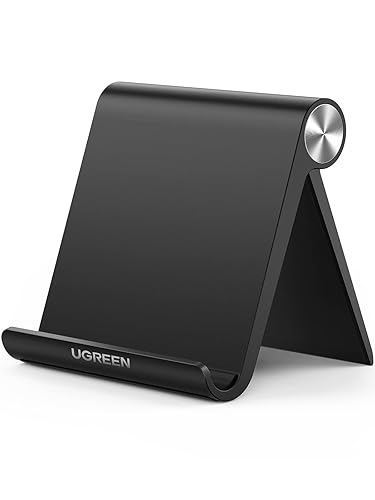 UGREEN Phone Stand for Desk Mobile Phone Holder Adjustable Foldable Portable Filming Video Call Travel Mount Compatible with iPhone 16 Pro Max 15 14 13 12,Galaxy S24 S23 Ultra A15 A55,Pixel 9 8(Black) - Black