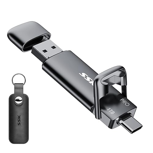 SSK 1TB SSD USB C Stick Up to 1000MB/s, Fast External SSD Hard Drive 1TB Type-c +USB A USB 3.2 Gen 2, USB Memory Stick for iPhone 15/PS4/Android Phone/Tablet/Windows/Mac - 1TB