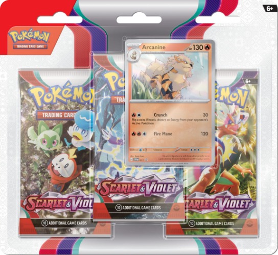 Pokémon TCG: Scarlet and Violet Triple Pack - Arcanine (3 Boosters and Foil Promo Card)
