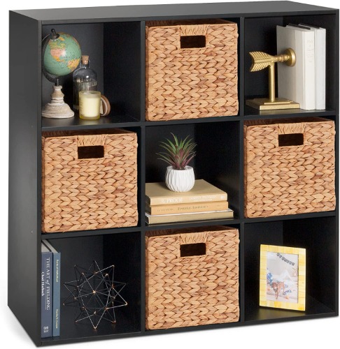 Best Choice Products 9-Cube Storage Shelf Organizer Bookshelf System, Display Cube Shelves Compartments, Customizable w/ 3 Removable Back Panels - Black - Black