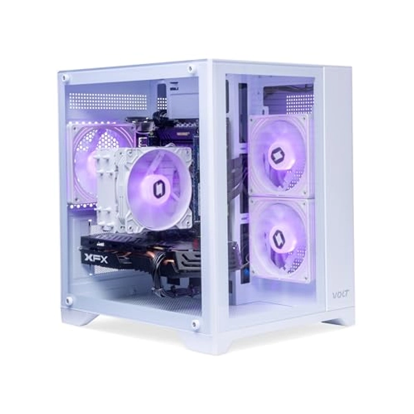 Volt Elite 2.0 Gaming PC Desktop Computer - Intel e5-2690 v2 3.9GHz, RX 580 8GB, 16GB RAM, 512GB NVMe SSD, 4 RGB Fans, Wireless WiFi, Windows 10 Home 64-bit (White)