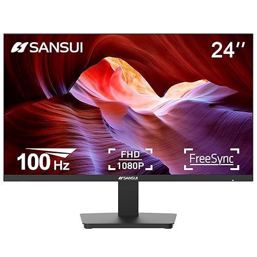 SANSUI Monitor 24 Inch 100Hz PC Monitor, HDMI VGA Ports VESA Mount, FHD Computer Monitor Ultra-Slim Ergonomic Tilt Eye Care for Home Office (ES-24F2, HDMI Cable Included) - 24 inch 100Hz - 100Hz/IPS/HDMI