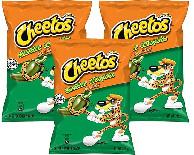 Cheetos Jalapeno Cheddar Crunchy - Pack of 3 - American US IMPORT - PARTY SNACK - 3 x 8oz Big Pack - Cheapest - By Blissify - Spicy Jalapeno - 215 g (Pack of 3)