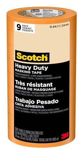 Scotch Masking Tape Heavy Duty, 0.94 inches by 60 yards (540 yards total), 2020+, 9 Rolls - 0.94" Width - 9 rolls