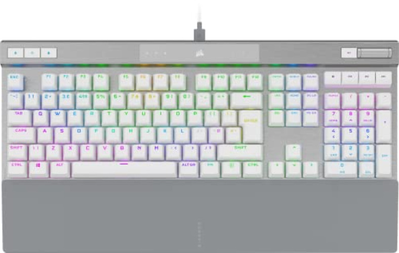 CORSAIR K70 PRO RGB Optical-Mechanical Wired Gaming Keyboard – OPX Linear Switches – PBT Double-Shot Keycaps – iCUE Compatible – QWERTY UK – PC, Xbox – White - K70 RGB PRO - OPX Optical Switches - White