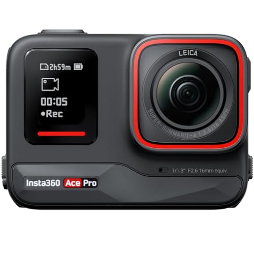 Insta360 Ace Pro - Waterproof Action Camera Co-Engineered with Leica, Flagship 1/1.3" Sensor and AI Noise Reduction for Unbeatable Image Quality, 4K120fps, 2.4" Flip Screen & Advanced AI Features. - Standalone+Official Sticker