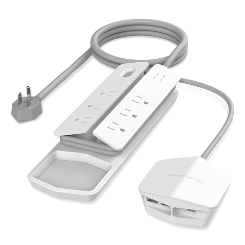 Monster Power Center Vertex Surge Protector with Detachable USB Power Strip , Surge Protector Power Strip - 6 AC Outlets, 2 USB-A Ports &1 USB-C Port - White - Power Vertex