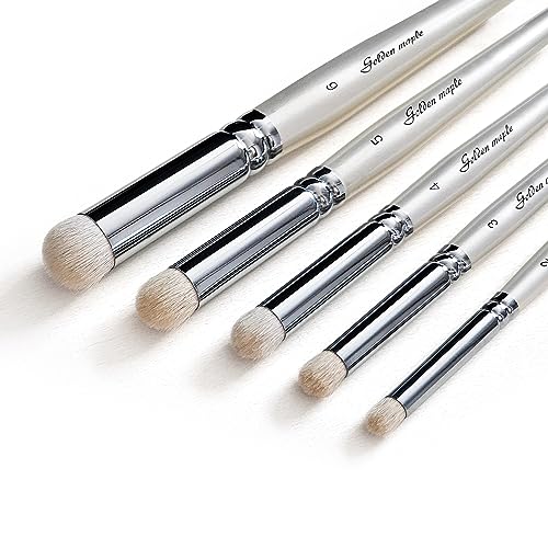 Dry Brush Miniature Painting Drybrush Set - 6PC Professional Miniature Paint Brushes for 40k, DND Miniatures, Citadel, Scale Model, Enamel & Fantasy Figurines Painting（Pearl White） - White