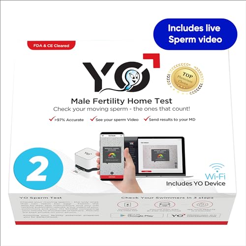 YO Home Sperm Test | at-Home Fertility Test Kit for Men | Check Motile Sperm Concentration with 97% Accuracy | Fast Results Using Your Smartphone | Includes 2 Tests | Private, Convenient, Easy to Use - 2 Tests
