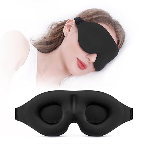 YIVIEW Sleep Mask for Side Sleeper, Complete Light Blocking 3D Sleeping Eye Mask, Soft Breathable Eye Cover for Women Men, Relaxing Zero Pressure Night Blindfold - Black